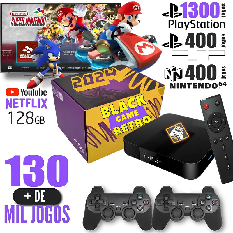 Vídeo Game Retro com 130.000 Mil Jogos Clássicos 128gb e 2 Controles