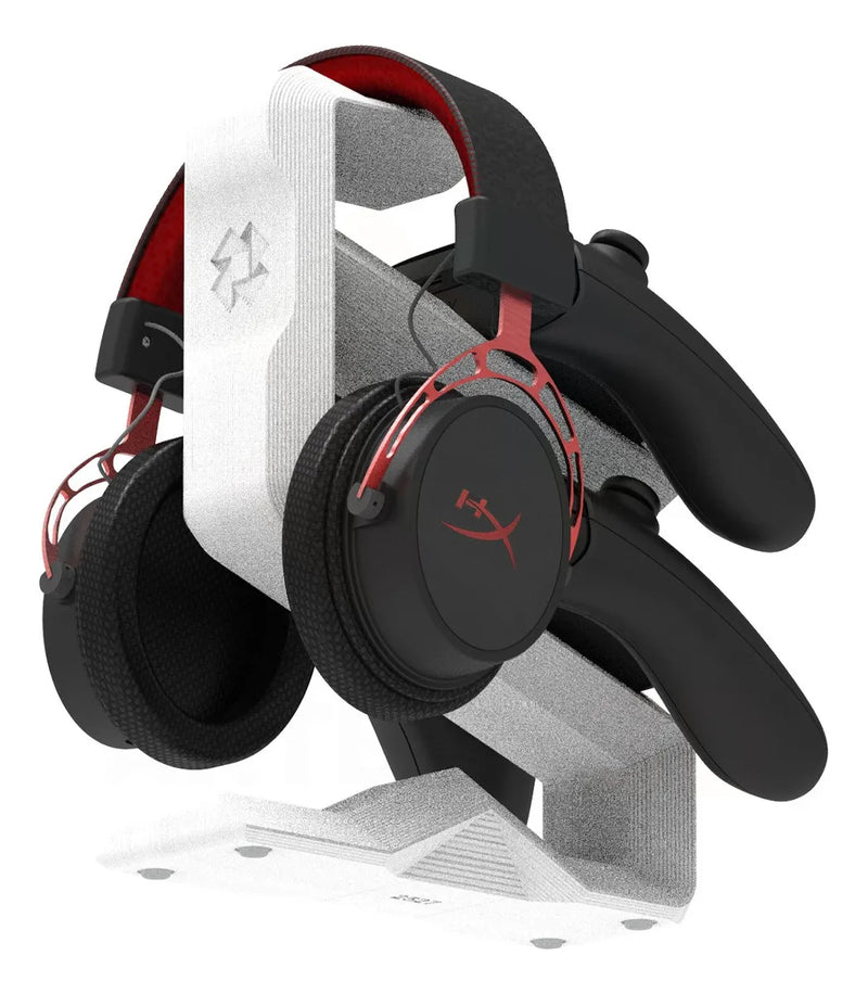 Suporte de Mesa para 2 Controles + Headset – Compatível com Xbox One / Xbox Series X|S / PS5