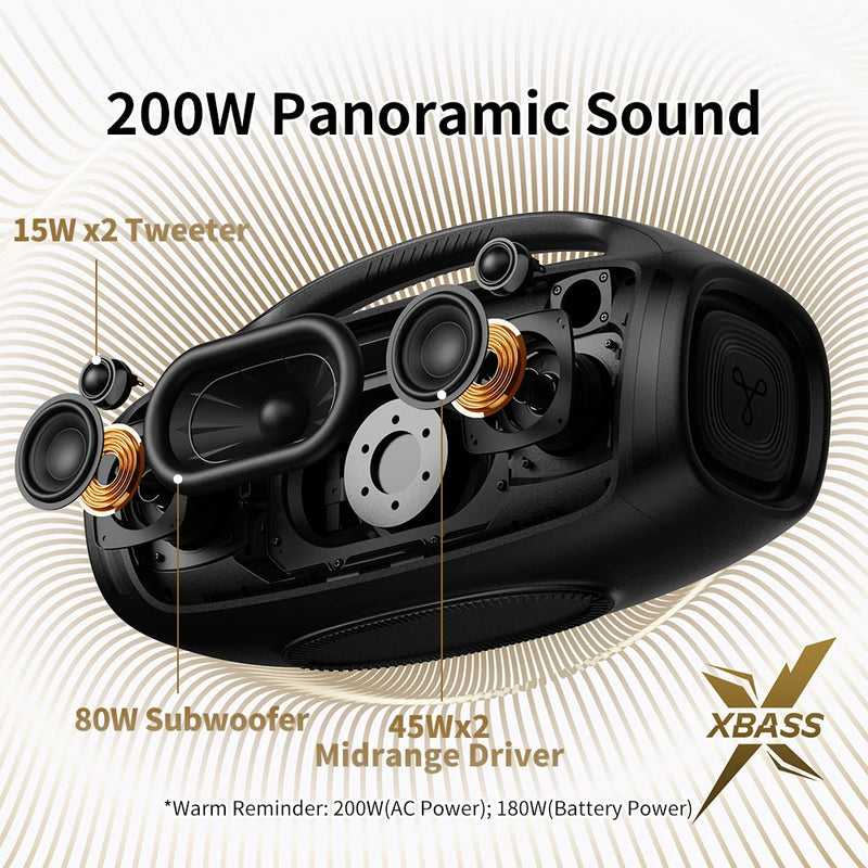 Tribit StormBox Blast 2 – Caixa de Som Bluetooth 200W com Subwoofer