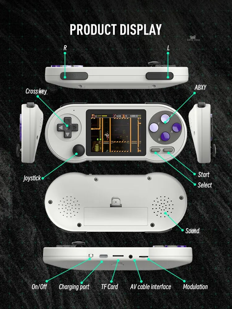 Console Portátil Retrô com Tela IPS de 3'' e 6000 Jogos DATA FROG SF2000