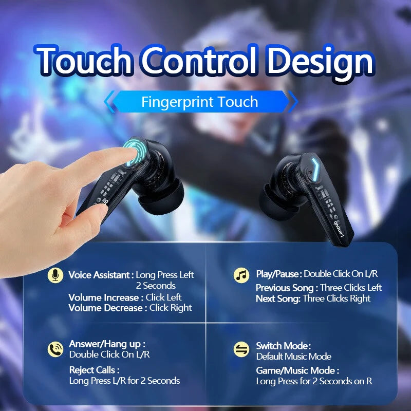 Fone de Ouvido Gamer Lenovo GM2 Pro Bluetooth 5.3