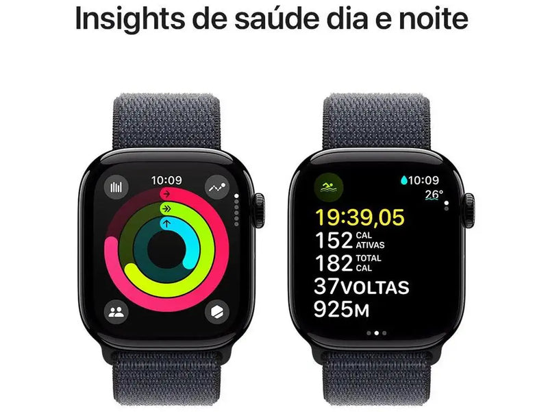 Apple Watch Series 10 GPS 42mm – Caixa de Alumínio Preto, Pulseira Sport Loop Vermelha, Tecnologia e Estilo
